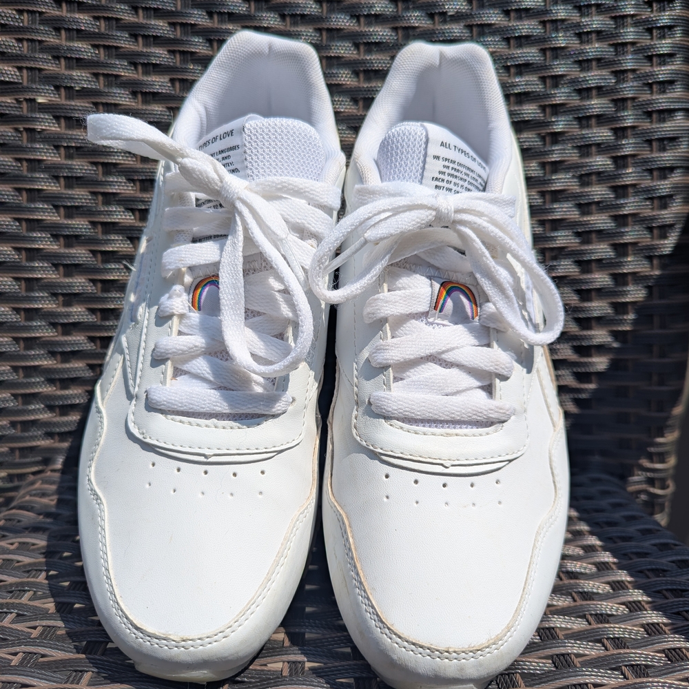 Reebok White Sneakers with Rainbow Detail